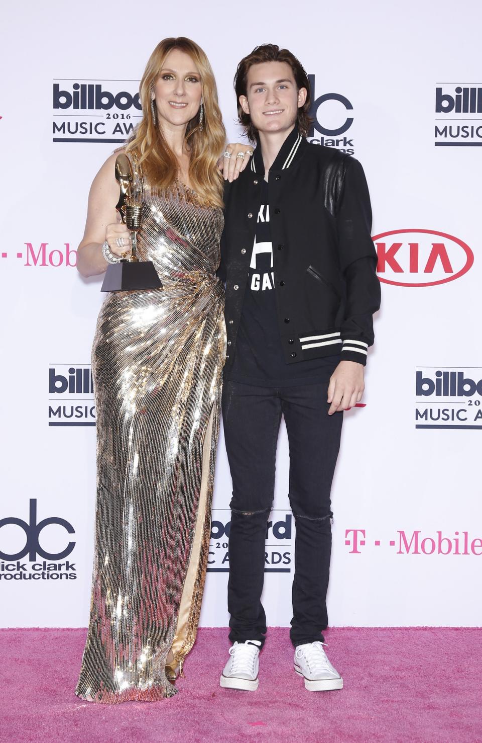Céline Dion et son fils René Charles Angélil à la soirée Billboard Music Awards à Las Vegas en 2016