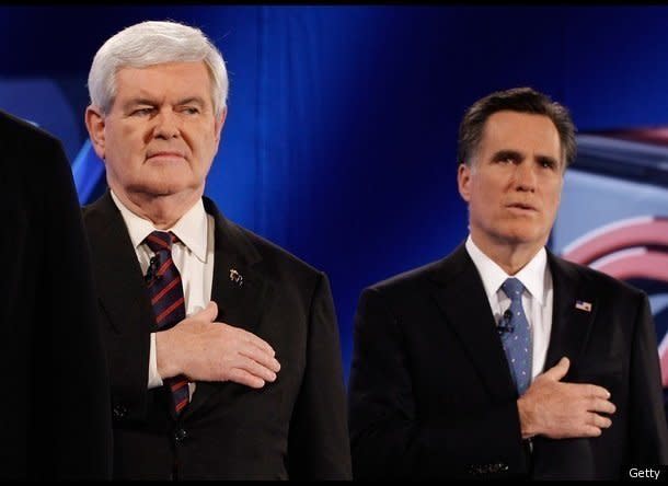 Mitt Romney's campaign <a href="http://www.huffingtonpost.com/2012/01/21/newt-gingrich-win-south-carolina-primary-results_n_1220973.html" target="_hplink">suffered a blow in South Carolina</a>, when GOP hopeful Newt Gingrich won the state's primary with 40 percent of the vote. Romney came in second with 28 percent.     Romney struggled to garner excitement from the conservative voting block in the Palmetto state. Heading into Florida, Gingrich continued to <a href="http://www.huffingtonpost.com/2012/01/25/florida-polls-newt-gingrich_n_1230630.html" target="_hplink">surge in the polls</a>, challenging Romney's frontrunner status.    In Florida, the two candidates hammered each other with negative attack ads.     In the<a href="http://www.huffingtonpost.com/2012/01/27/debate-florida-newt-gingrich-mitt-romney_n_1235413.html?ref=politics" target="_hplink"> final debate before Florida's 2012 primary</a>, Romney came out swinging against Gingrich, but the former House speaker held back his usual fiery, aggressive attacks, propelling Romney to a victory in the critical debate.