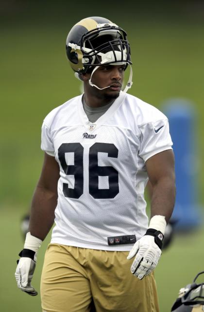 Michael Sam is trying to make the roster with the Rams as a seventh-round draft pick. (AP) 