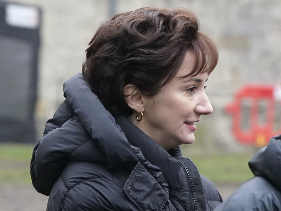 Lydia Leonard who is playing Cherie Blair on the set of what is believed to filming of The Crown season six, at Winchester Cathedral in Hampshire. Picture date: Wednesday January 25, 2023.