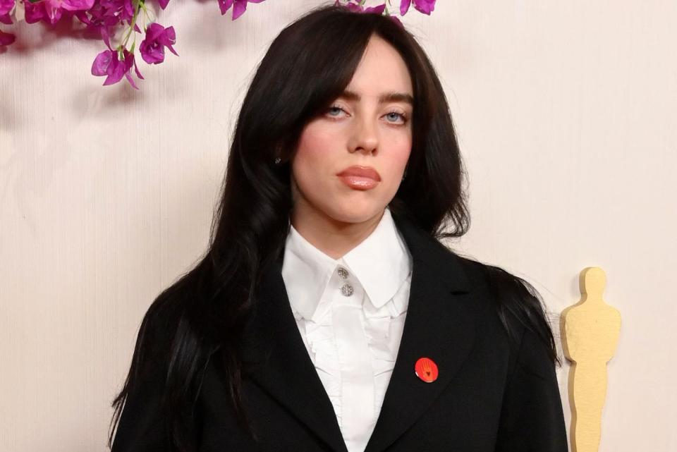 <p>George Pimentel/Shutterstock </p> Billie Eilish at the 2024 Oscars.