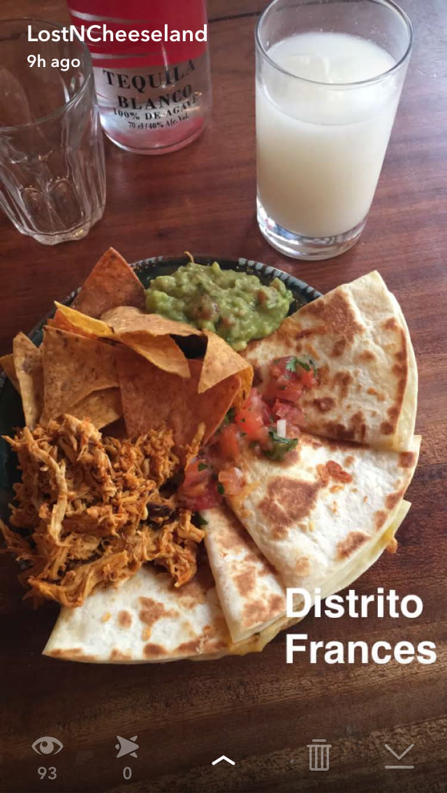 Day 2, lunch: chicken quesadillas at Distrito Frances