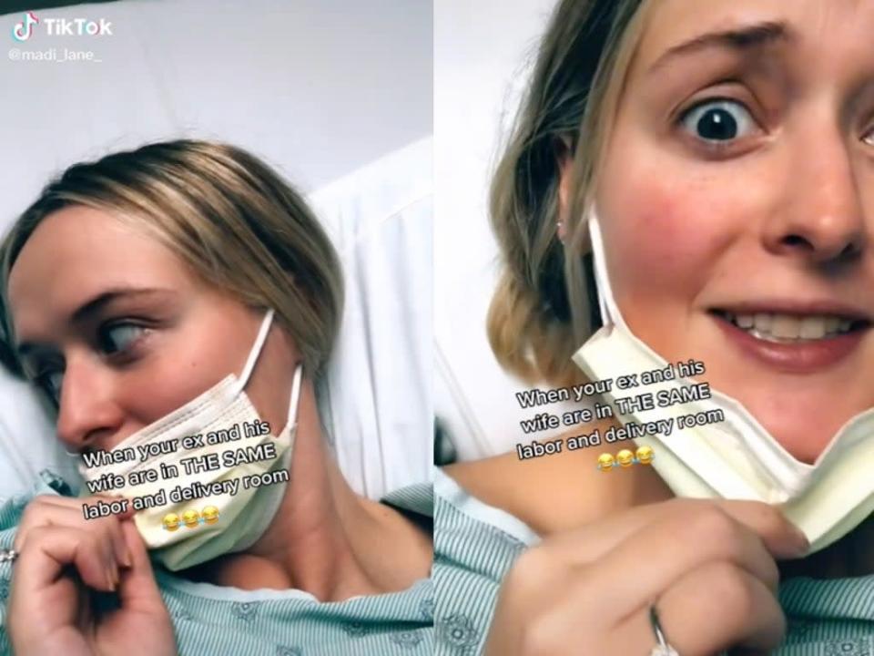 Woman reveals she was placed in the same hospital room as her ex-boyfriend and his wife (TikTok / @madi_lane_)