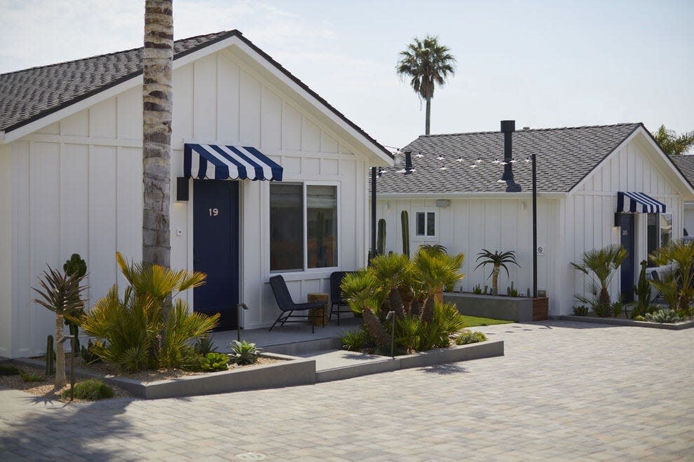 A collection of late 1920s bungalows, once part of Camp San Luis Obispo in California, is now The Pacific Motel