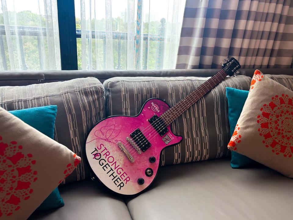 Each pink room will have a guitar for guests to jam out.