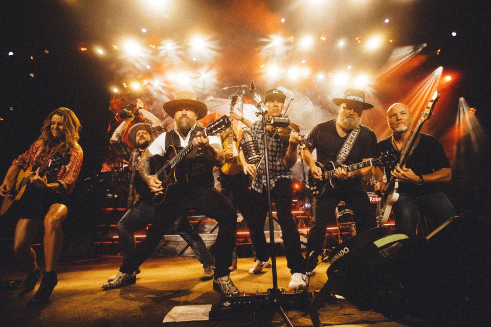 Zac Brown Band perform a post-game concert at Great American Ball Park after the Reds game.