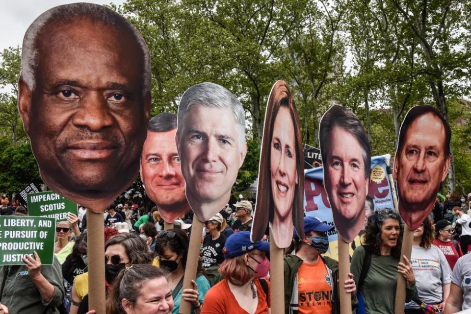 Abortion rights supporters at a rally in New York in May.