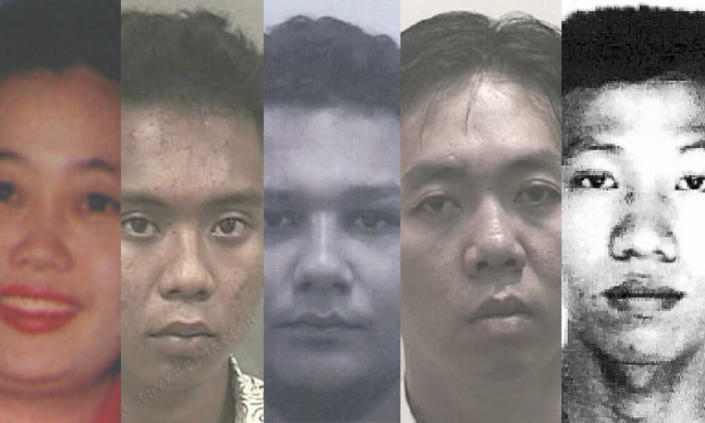 From left to right: The other Singaporean fugitives wanted in Singapore are Siak Lai Chun, Muhammad Faidhil Mawi, Muhammad Ridzuan Johan, Neo Soon Joo, and Mark Koh Kian Tiong. (PHOTOS: interpol.int)