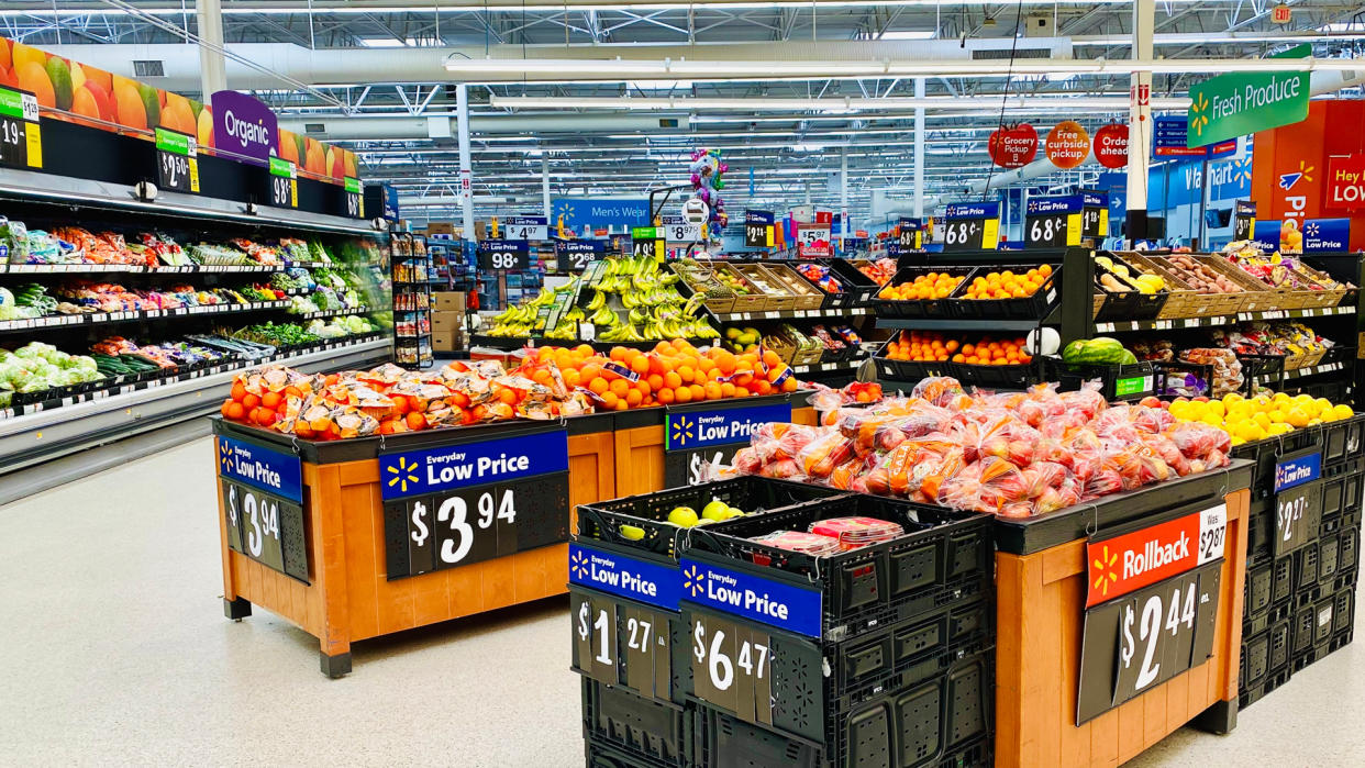 OLNEY, IL - 01/14/2020 - WalMart store interior on produce section.