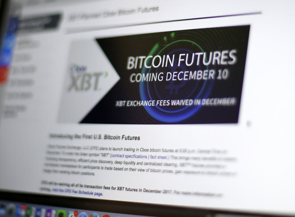 Im Dezember wurden sogenannte Futures auf den Bitcoin an der US-Terminbörse CBOE in den Handel aufgenommen. (Bild: AP)