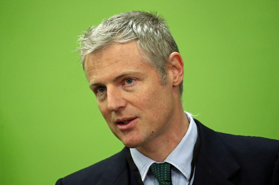 Conservative candidate Zac Goldsmith reacts at St Mary's University, in Strawberry Hill, Twickenham, after losing his Richmond Park seat in the 2019 General Election.