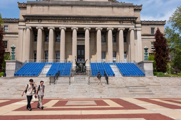 Seats for the commencement exercises, now canceled, are set up at Columbia University's main campus in New York City on May 06, 2024.