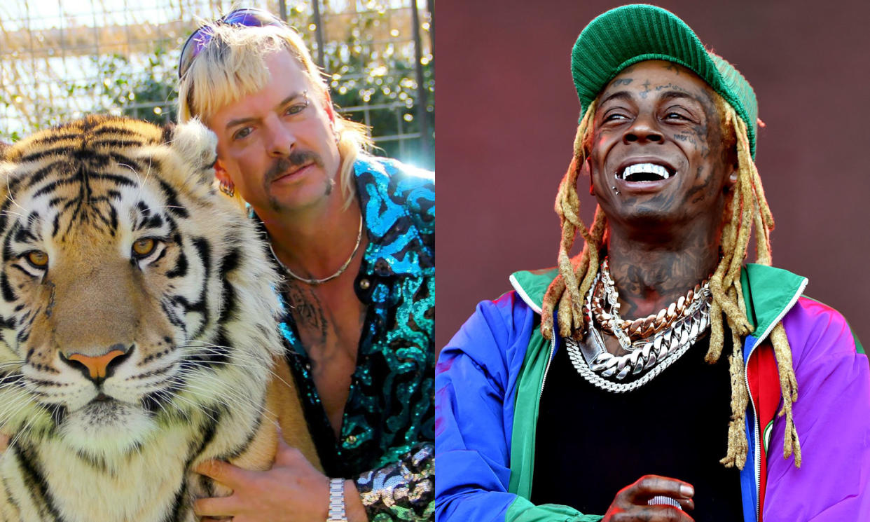 Joe Exotic and Lil Wayne had both hoped for pardons from President Donald Trump. (Photo: Getty Images)