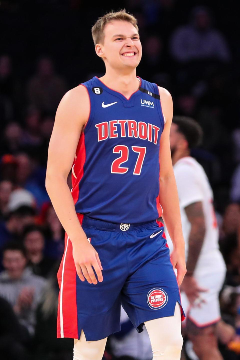 Detroit Pistons guard Buddy Boeheim during an exhibition game at Madison Square Garden, Oct. 4, 2022 in New York.