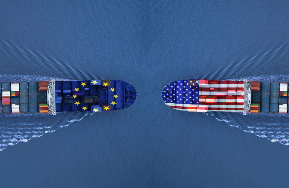 Trade war between EU and USA,concept photo