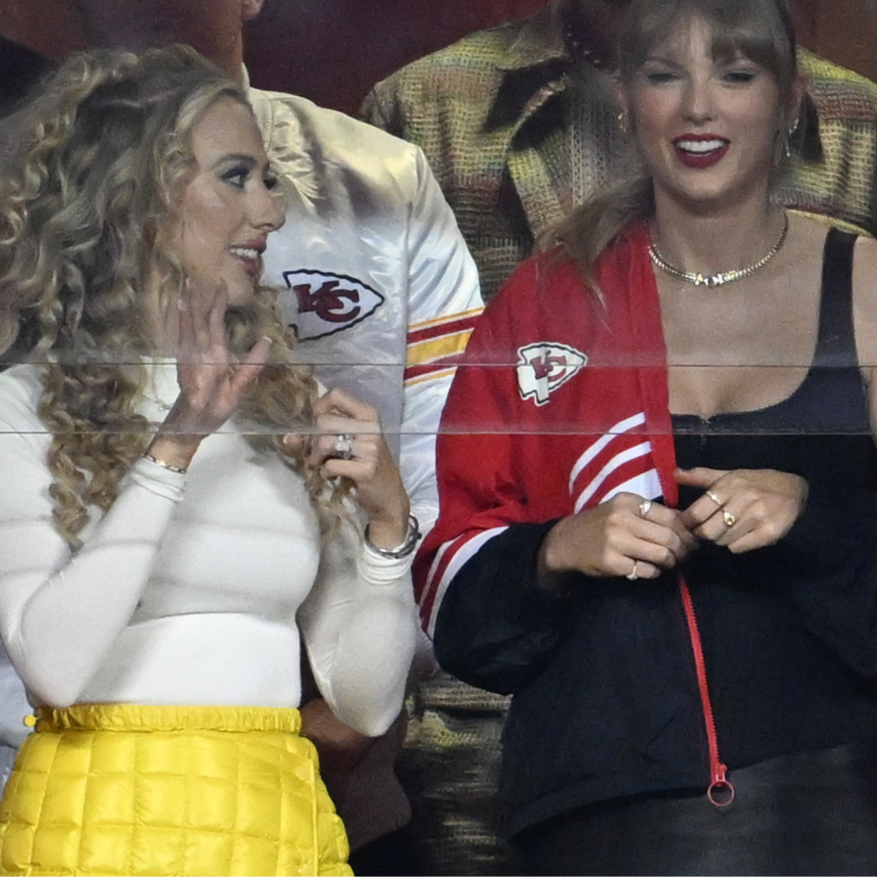  Brittany Mahomes and Pop superstar Taylor Swift watched the game at GEHA Field at Arrowhead Stadium on October 12, 2023 in Kansas City, Missouri. The Kansas City Chiefs beat the Denver Broncos during week 6 of the NFL regular season. 