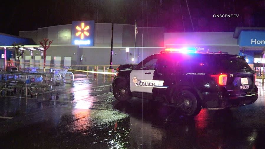 Police arrived at the Walmart parking lot in Highland where Jonathan Mauk was shot to death on Feb. 5, 2024. (OnScene.TV)