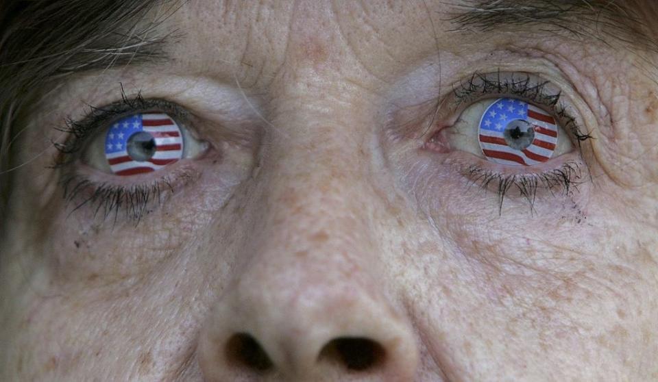 The woman with American flag contacts