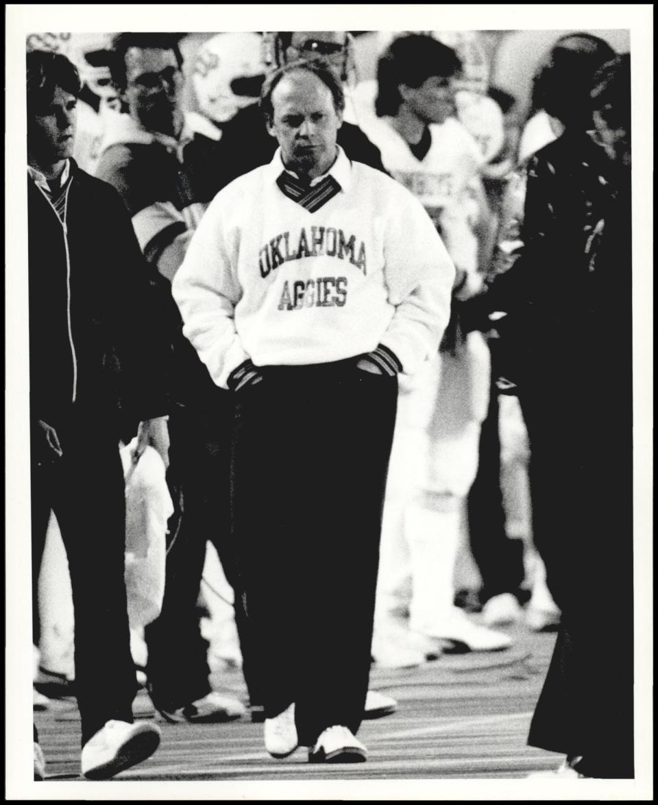 Pat Jones started his 11-season tenure as OSU football coach in 1984, posting a 10-2 record with a win in the Gator Bowl.