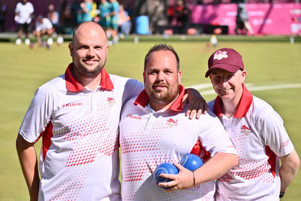 Ridout, centre, won Commonwealth gold alongside James Chestney and Nick Brett in Birmingham last year