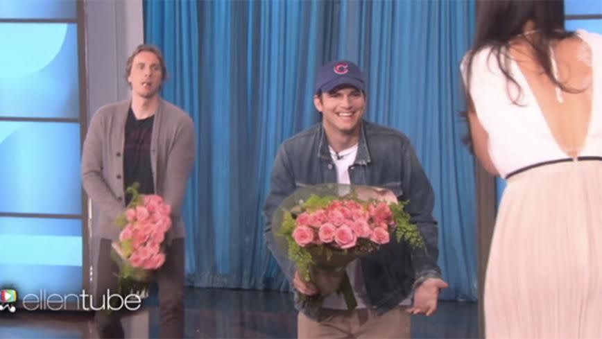 Mila Kunis gets surprised on Ellen. Photo: The Ellen Show