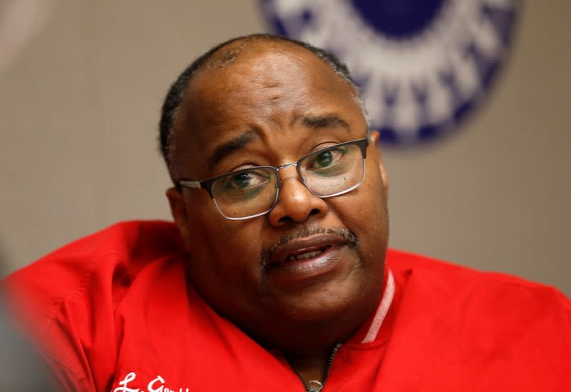 United Auto Workers (UAW) acting president Rory Gamble speaks to Reuters from his office in Southfield, Michigan,