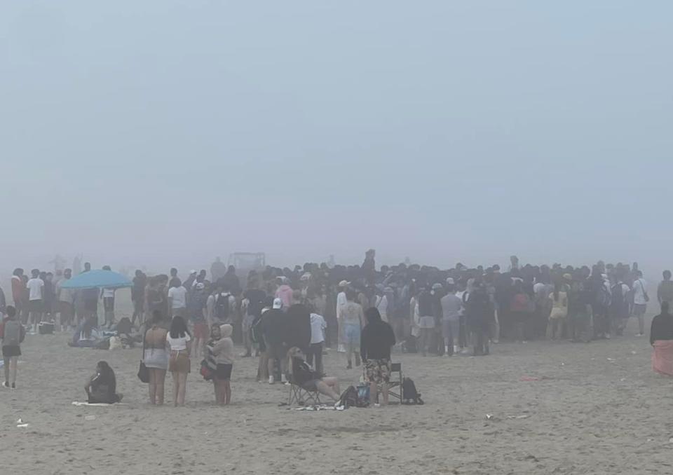 A heavy police presence at Hampton Beach dispersed a large crowd Saturday night, May 21, 2022.