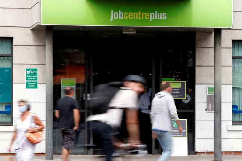 FILE PHOTO: A branch of Jobcentre Plus, a government run employment support and benefits agency, in Hackney, London, Britain