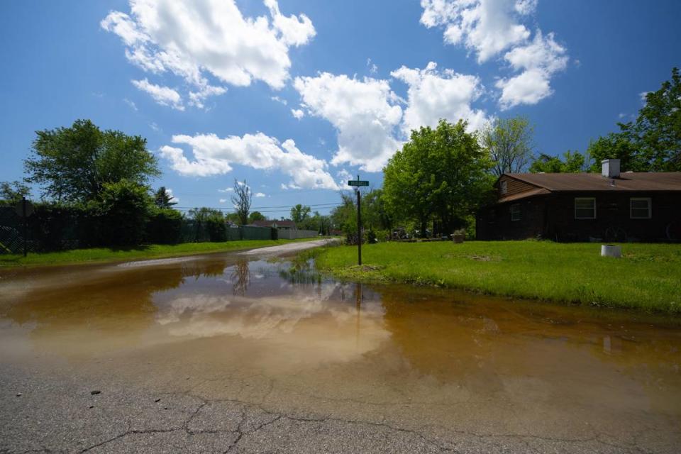 Flooding in Cahokia Heights, Ill. on April 30, 2024.