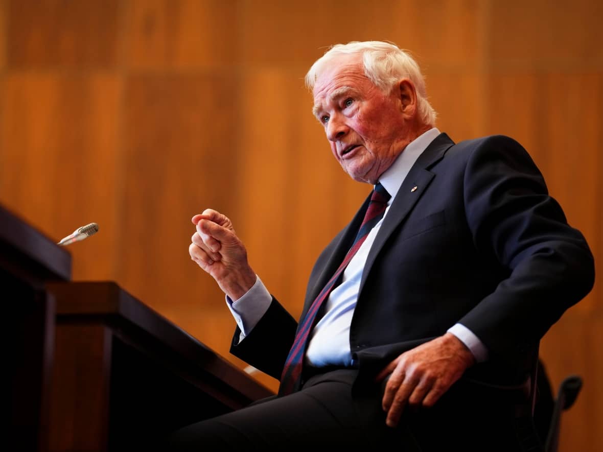 David Johnston, Independent Special Rapporteur on Foreign Interference, presents his first report in Ottawa on Tuesday, May 23, 2023. (Sean Kilpatrick/The Canadian Press - image credit)