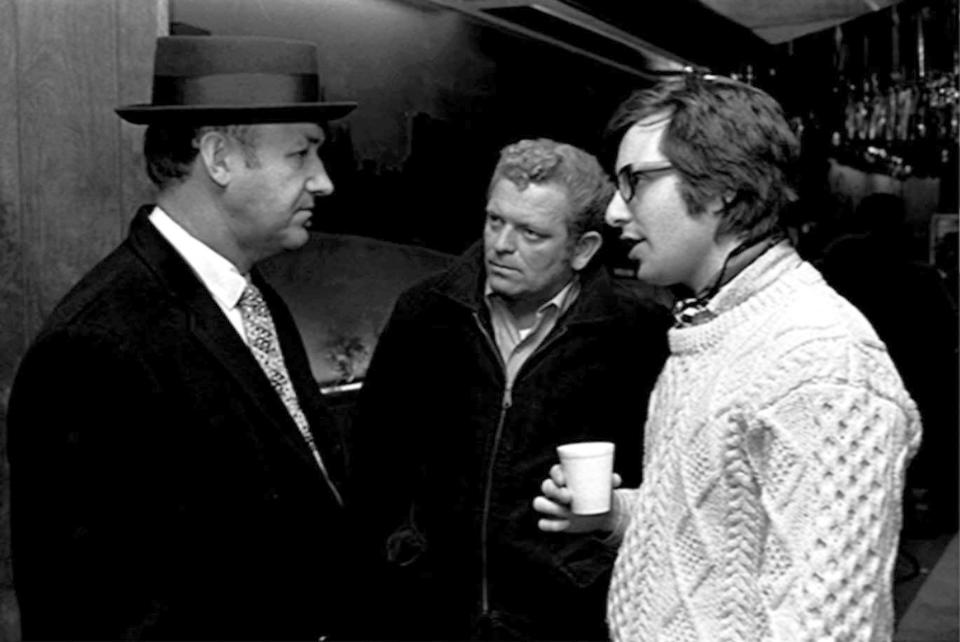 American actor Gene Hackman with director William Friedkin on the set of his movie The French Connection, based on the book by Robin Moore. (Photo by Twentieth Century Fox Film Corporation/Sunset Boulevard/Corbis via Getty Images)