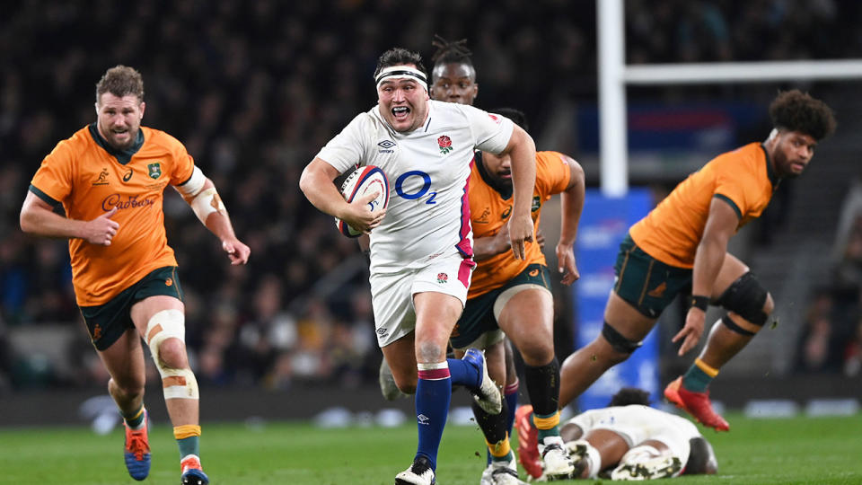 Seen here, England break through Australia's defence during their win over the Wallabies at Twickenham.