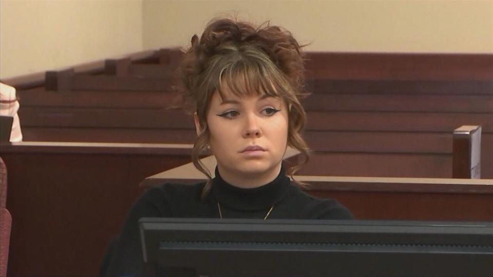 PHOTO: Hannah Gutierrez appears in court in Santa Fe, New Mexico, Feb. 27, 2024. (KOAT)