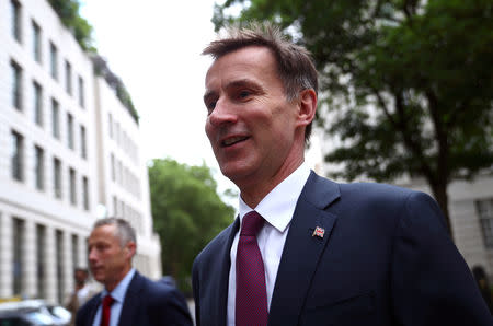 Britain's Foreign Secretary Jeremy Hunt arrives at his home in London, Britain, May 28, 2019. REUTERS/Hannah Mckay