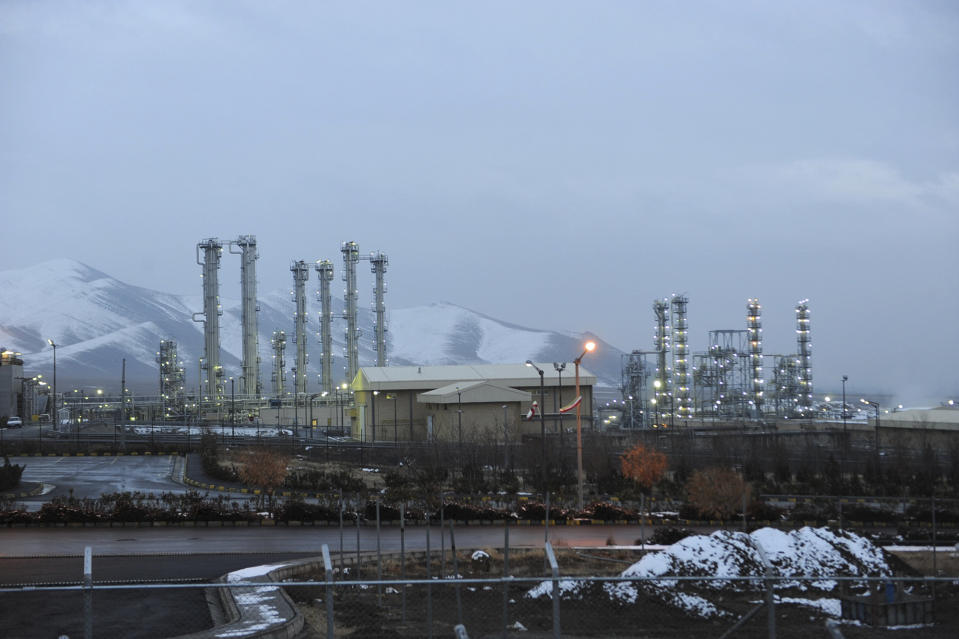 FILE - In this Jan. 15, 2011 file photo, Iran's heavy water nuclear facility is backdropped by mountains near the central city of Arak, Iran. Iranian state television reported on Saturday, April, 19, 2014 that Vice President Ali Akbar Salehi has said a dispute between world powers and the country over its heavy water reactor at Arak has been “virtually resolved.” Iran and world powers are negotiating the terms of a permanent deal over its contested nuclear program. (AP Photo/ISNA, Hamid Foroutan, File)