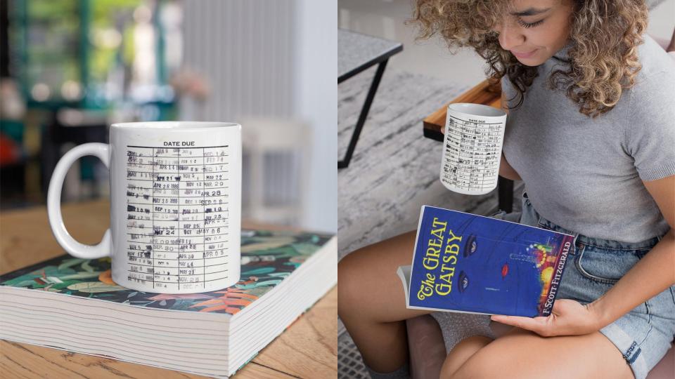 Best gifts for book lovers: Library card mug