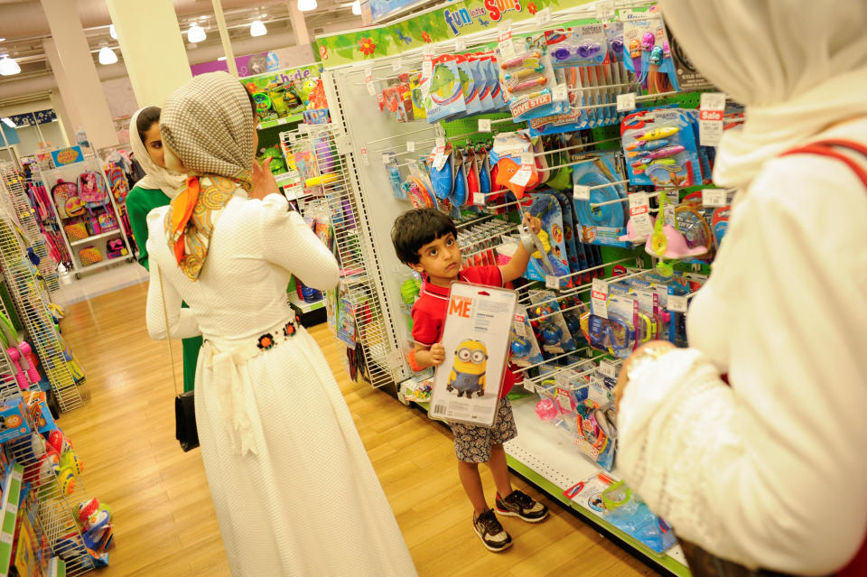 Yemeni-American Muslim boy Salman Udayni, 5, picks out his Eid gifts at Toys "R" Us after the family took part in Eid al-Fitr prayers in Brooklyn, New York, U.S., on June 25, 2017.&nbsp;