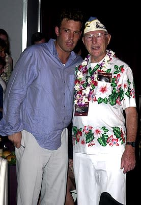 Ben Affleck with one of the survivors of Pearl Harbor aboard the USS John C. Stennis at the after-party for the Honolulu, Hawaii premiere of Touchstone Pictures' Pearl Harbor