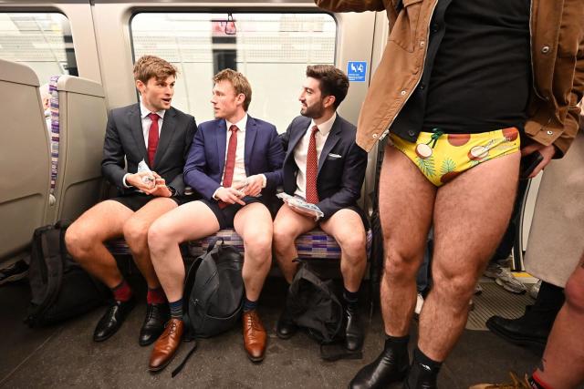 The Mirror on X: No Pants Subway Ride 2016: London commuters