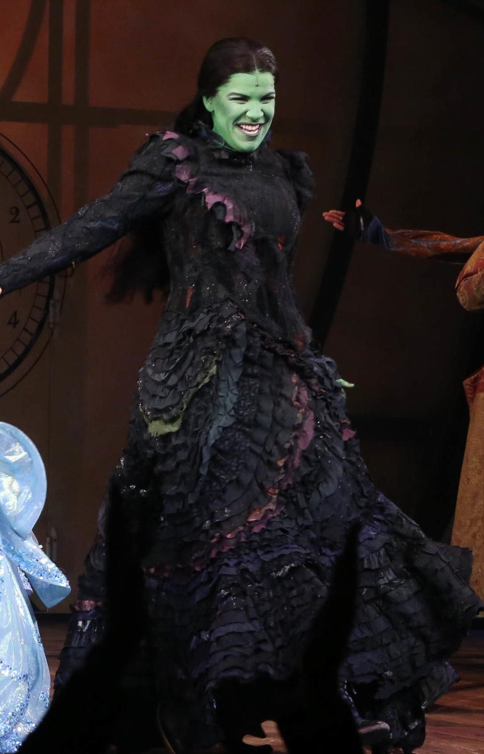 Lindsay Mendez onstage as Elphaba