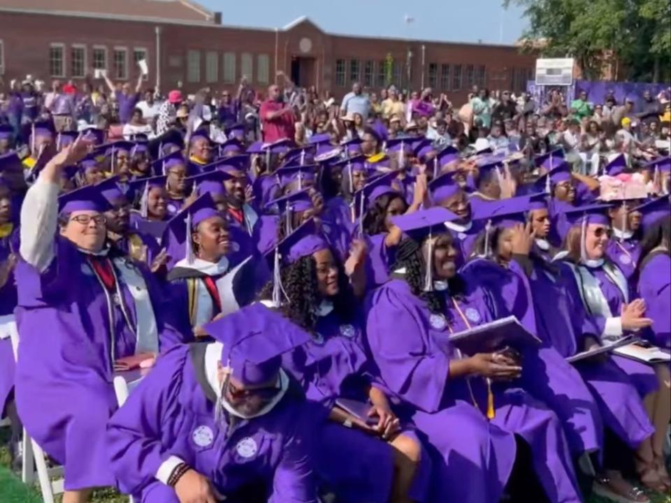 Wiley College graduates were told that thanks to an anonymous donor, they were debt free (Screenshot / Facebook / Wiley College)