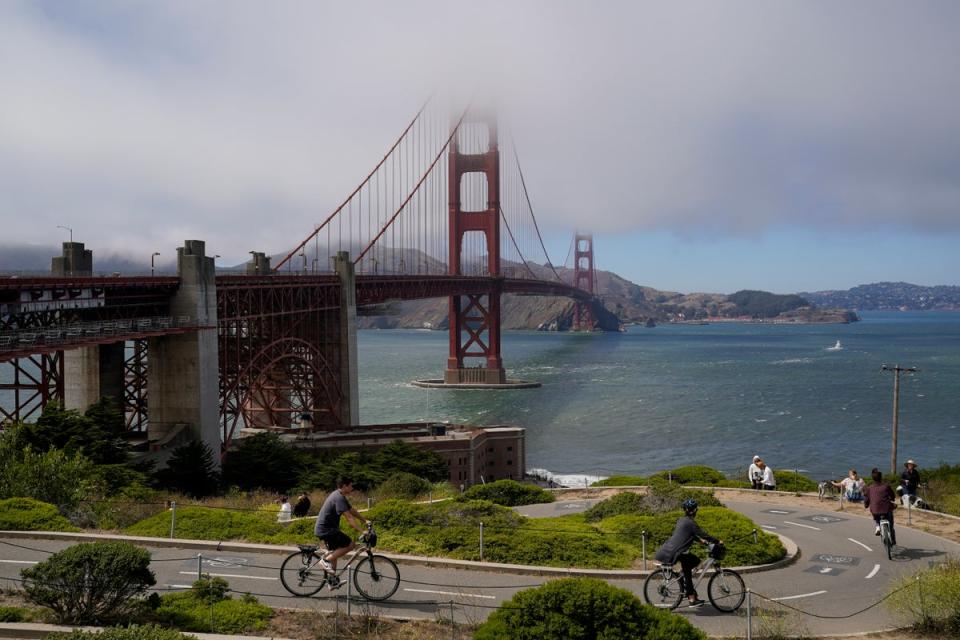 The Golden Gate Bridge, where Lenties White either fell or was pushed out of a getaway car before being hit and killed by a drunk driver (AP)