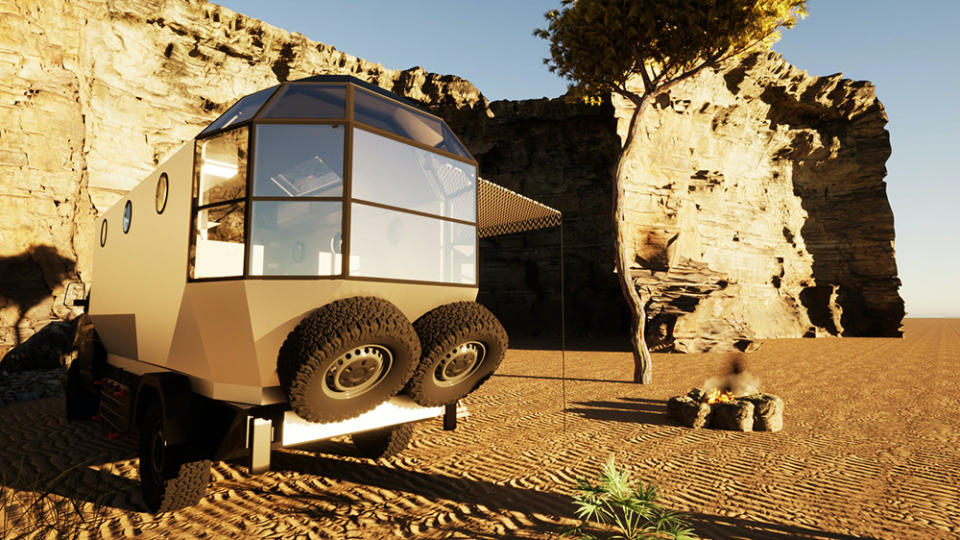 A 3/4 rear shot of the Texino Atrium camper van concept