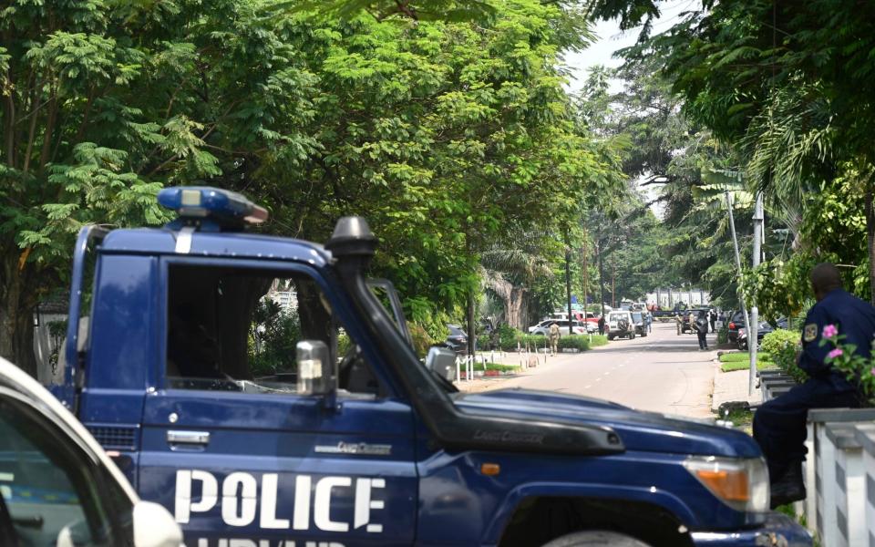 Congolese security forces secure the streets of Kinshasa