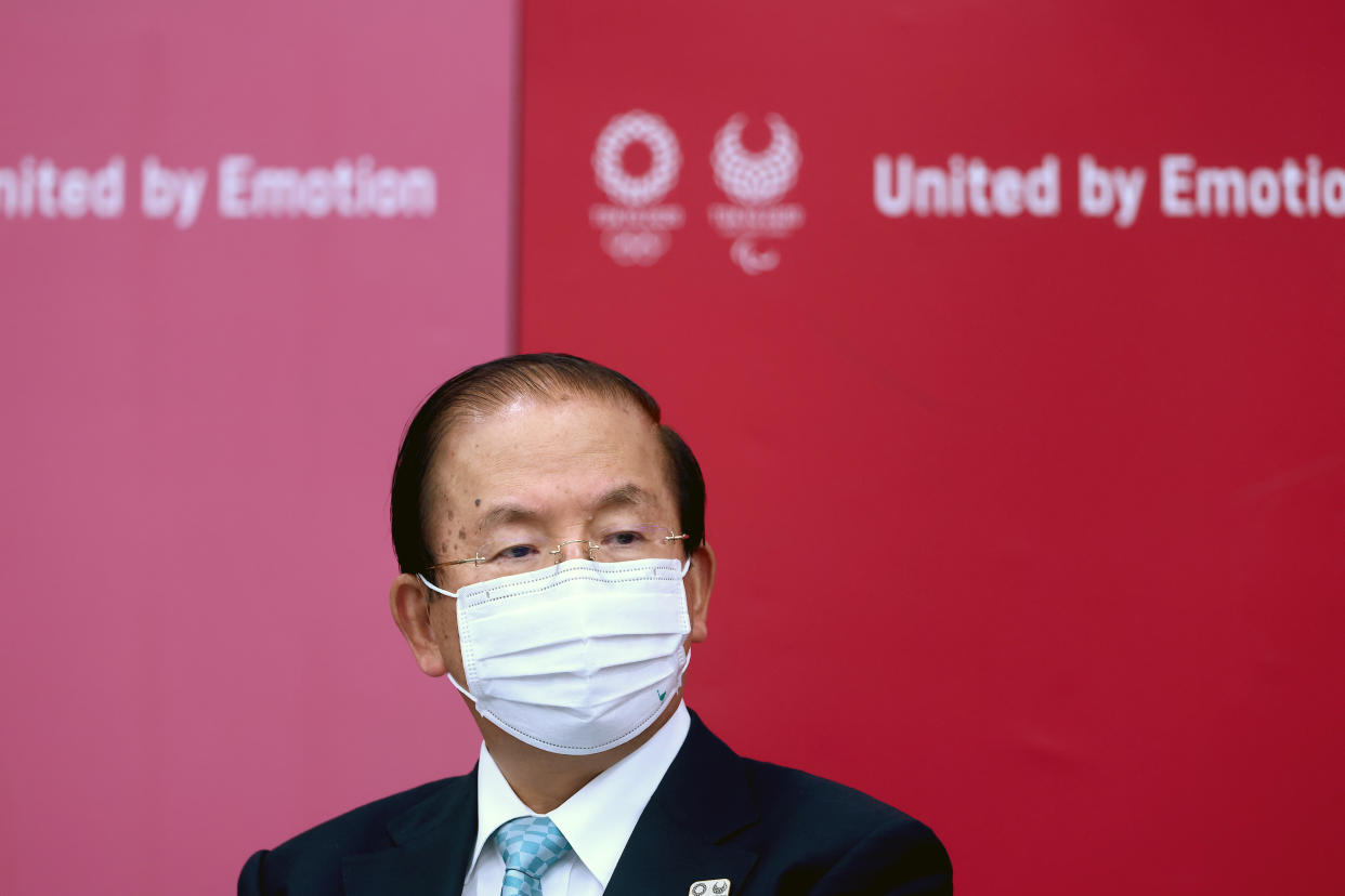 TOKYO, JAPAN - JULY 09: Tokyo 2020 CEO Toshiro Muto attends a press conference on July 9, 2021 in Tokyo, Japan. (Photo by Behrouz Mehri - Pool/Getty Images)