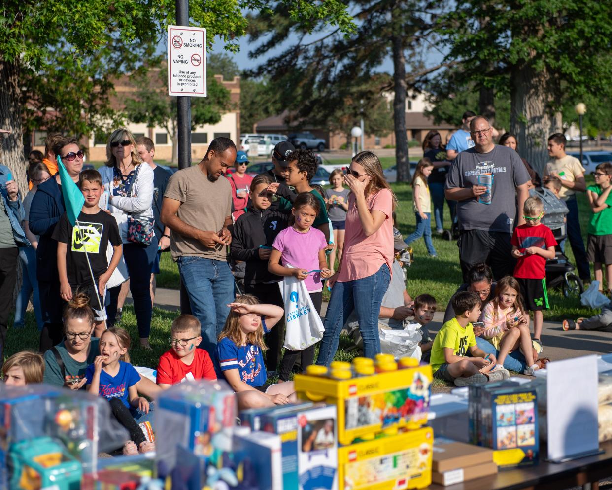 Patrons of the Salina Public Library have fun during a previous Summer Kickoff Party. This year's party will take place May 24 in Caldwell Plaza, with the library making a big announcement about its future.