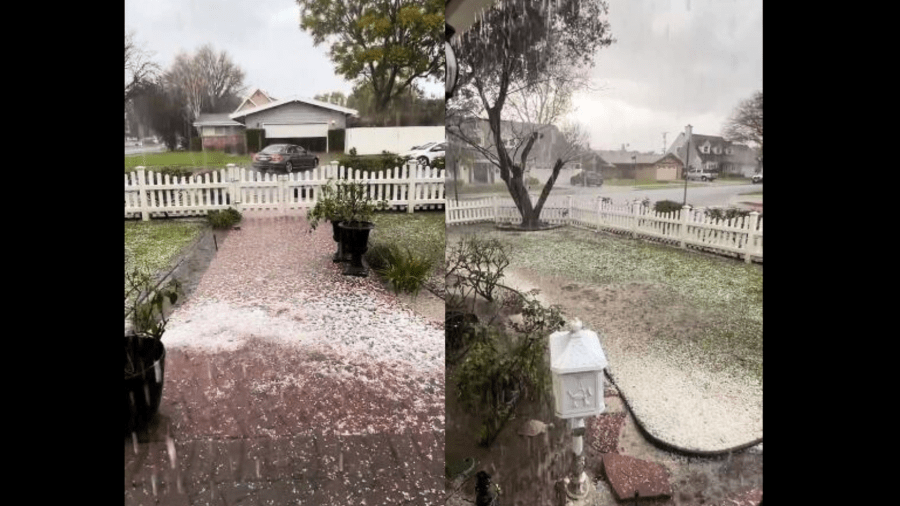 Hail storm slams Chatworth area on March 7, 2024. (@Skye3411)
