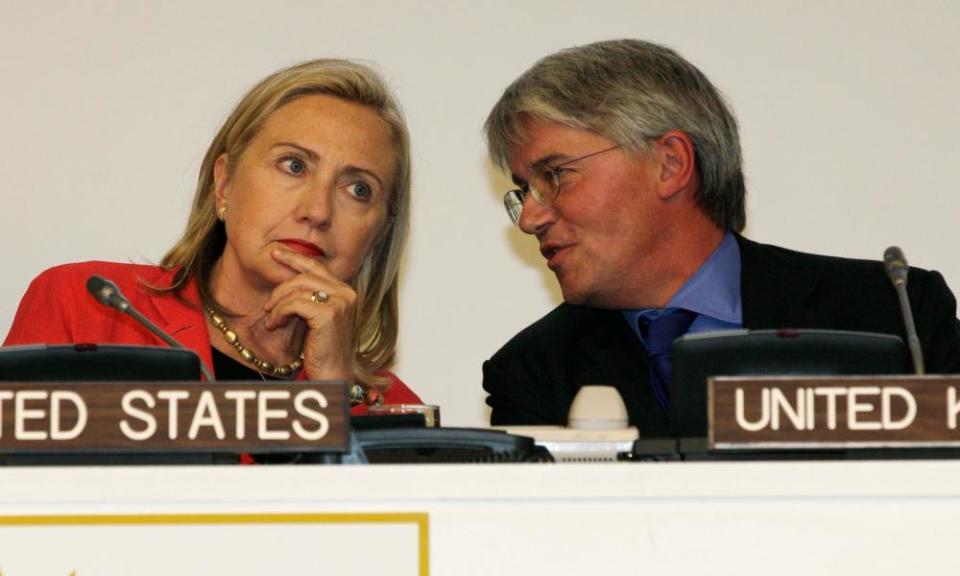 With Hillary Clinton, then US secretary of state, at the UN in New York in 2011.