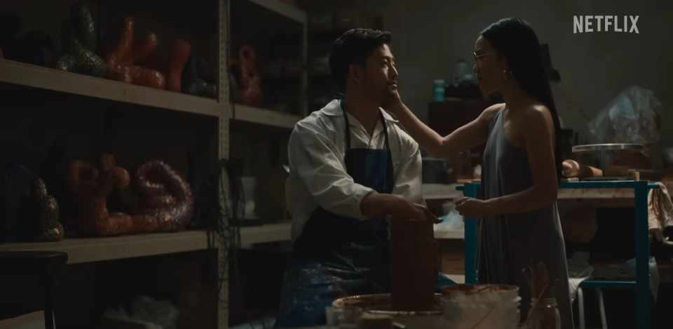 Joseph Lee as George in his pottery studio in "Beef"