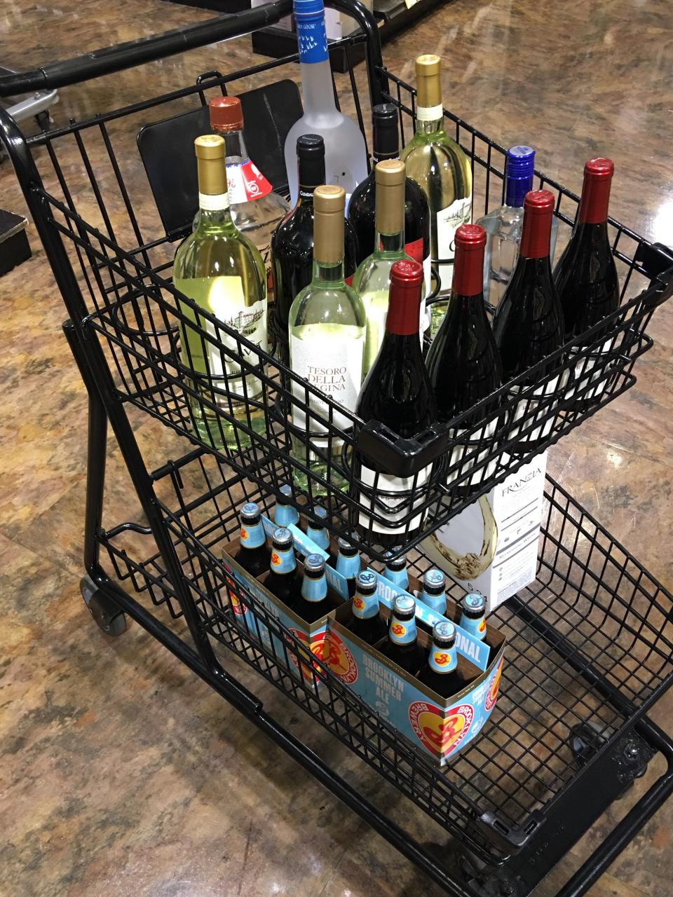 The cart can hold up to 16 bottles of wine and liquor.